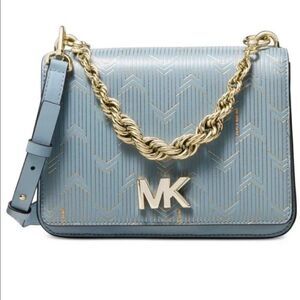 Michael Kors Metallic Deco Blue/Gold Chain Bag New